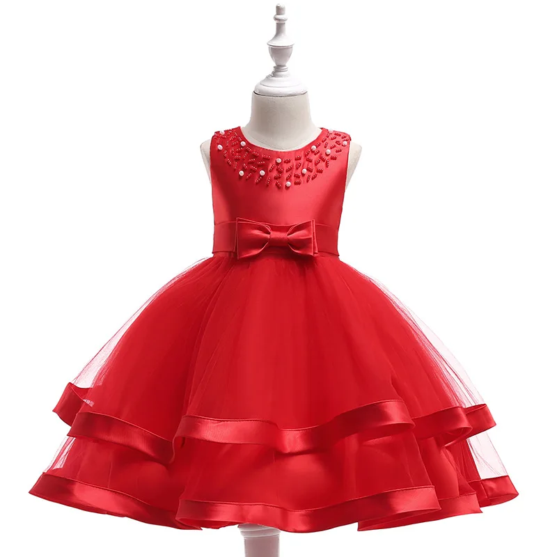 

Girls Birthday Ball Party Dress Princess Layered Bow Tulle Pageant Dress Communion White Baptism Dress Wedding Formal Banquet Br