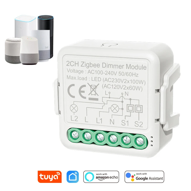 

Модуль переключателя регулировки яркости Wi-Fi Tuya ZigBee, 10 А, умный дом «сделай сам», выключатель, 1, 2 клавиши, поддержка 2-стороннего управления, работает с Alexa Google Home