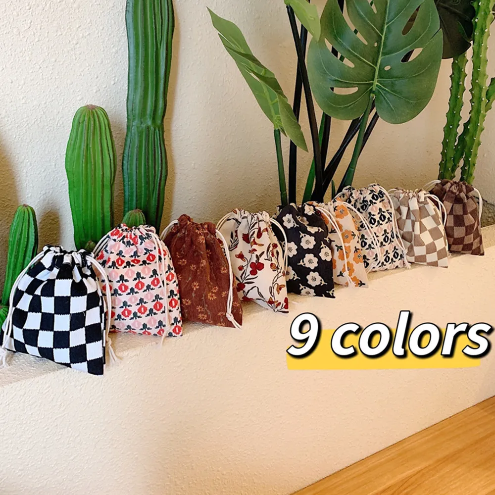 

Retro Floral Drawstring Storage Bag Hand Carry Small Cloth Bag Travel Cosmetic Lazy Storage Bag Gift Candy Jewelry Organizer