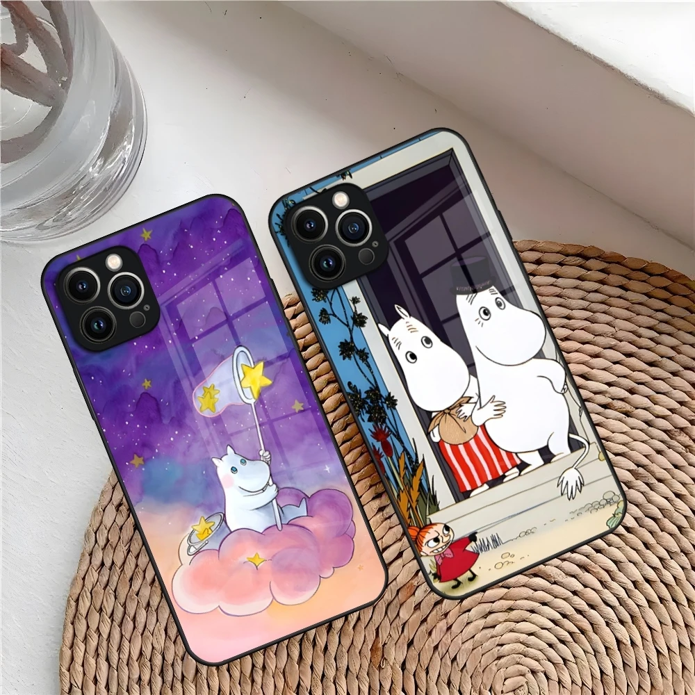 Чехол для телефона с изображением аниме M-Moomin-Hippo Iphone 16 15 14 Pro Max 12 11 13 Mini X Xr Xs Puls