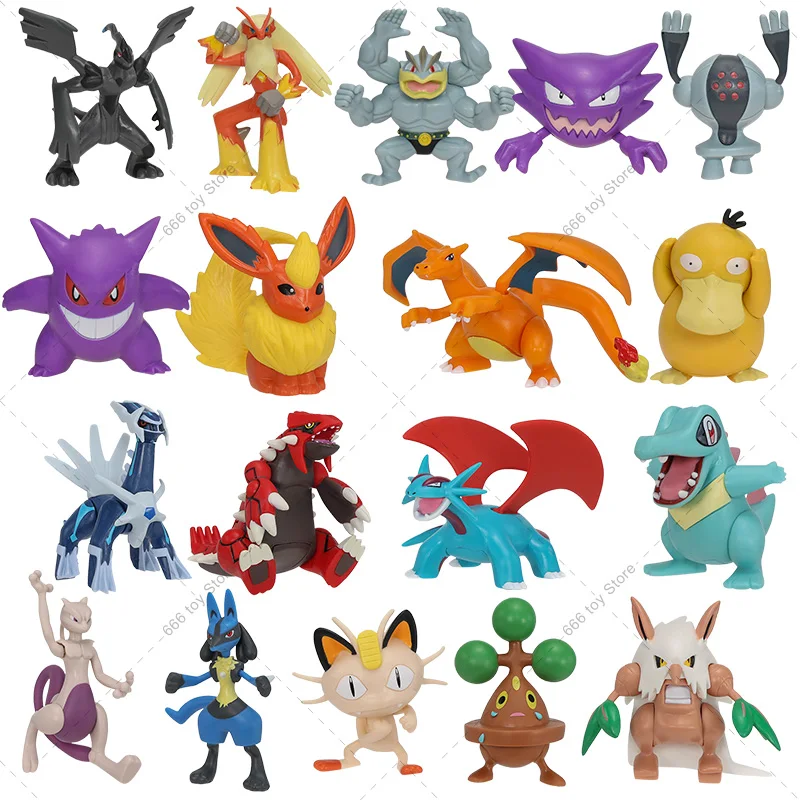S Charizard Flareon Groudon Lucario Gengar Psyduck Machamp Haunter Mewtwo Anime Action Model Toys