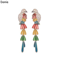 donia jewelry european and american fashion enamel parrot copper micro inlaid aaa zircon earrings animal luxury earrings