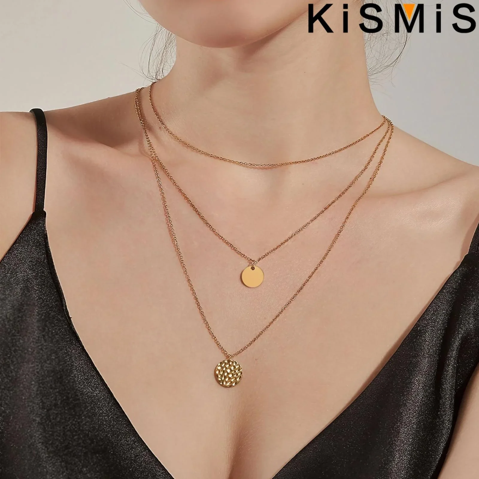 KISMIS 1 комплект многослойное ожерелье из нержавеющей стали изящное колье-чокер с