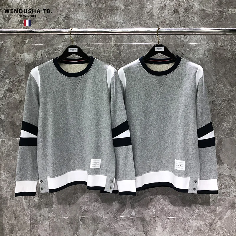

Autumn and Winter 2022 Couples New TB Long Sleeve Splice Pullover Sweater Loose Round Neck Casual Sweater