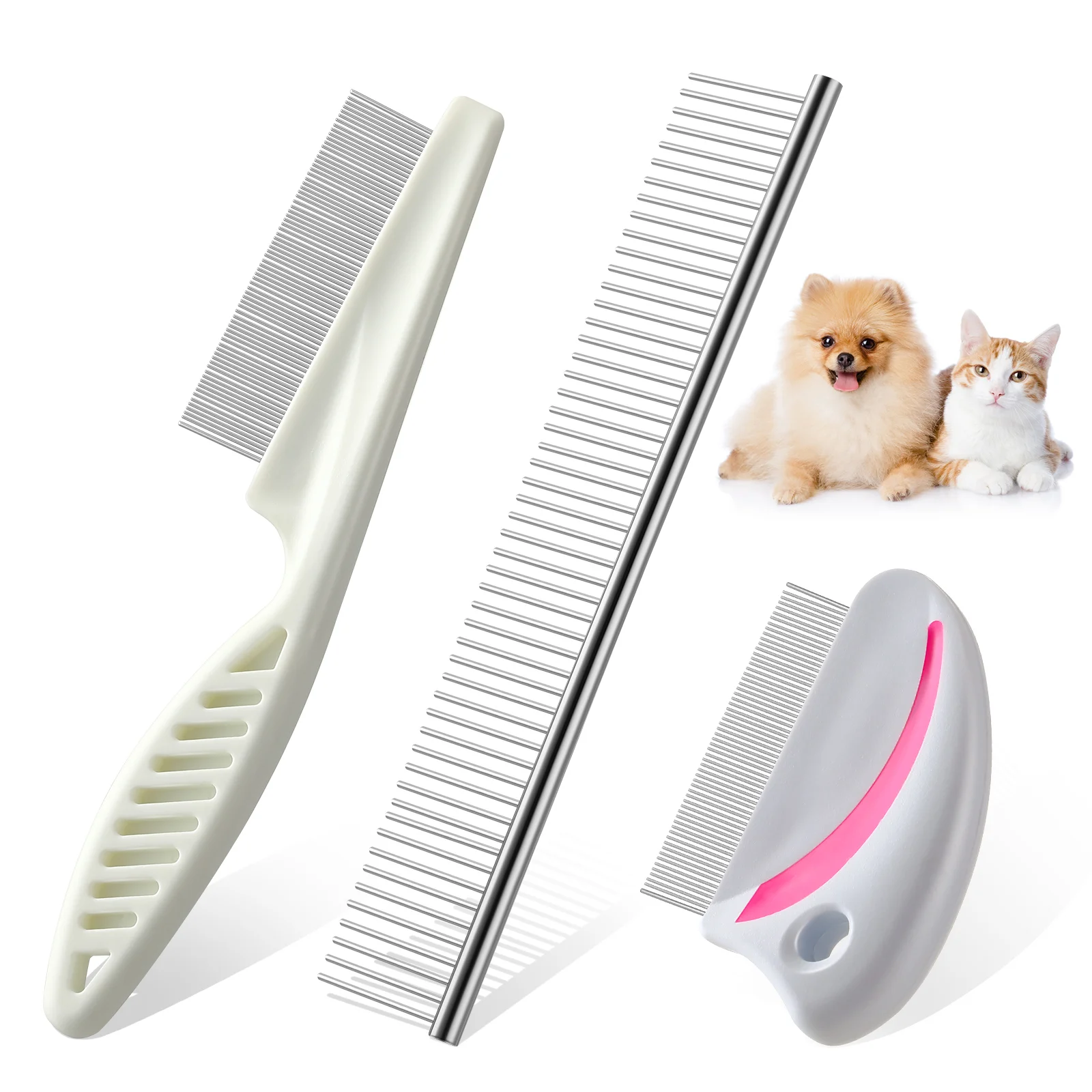 

Comb Pet Dog Grooming Brush Cat Hair Remover Combs Puppygroom Teeth Kitpets Detangling Brushes Metal Stainless Stain Tear Tool