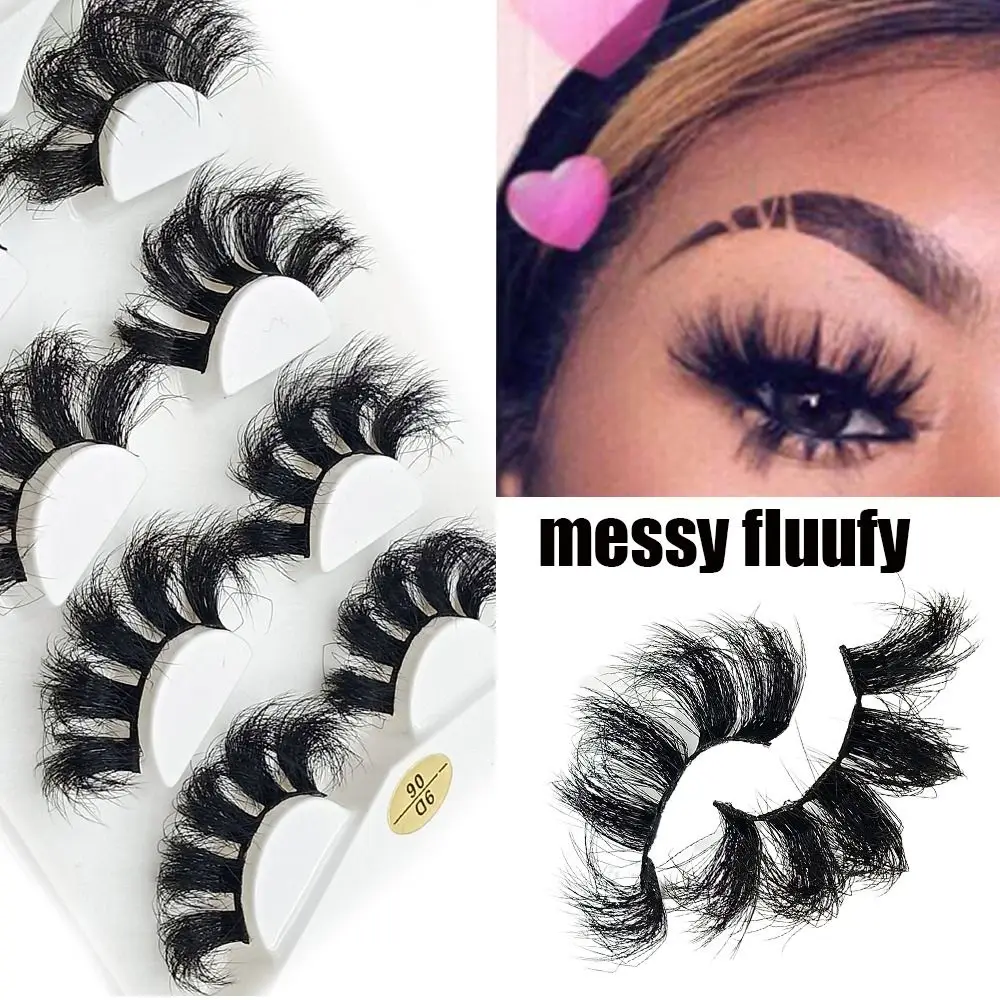 

SKONHED 5 Pairs Eye Extension Fuffy Lashes Wispy Handmade False Eyelashes Volume Dramatic 8D Faux Mink