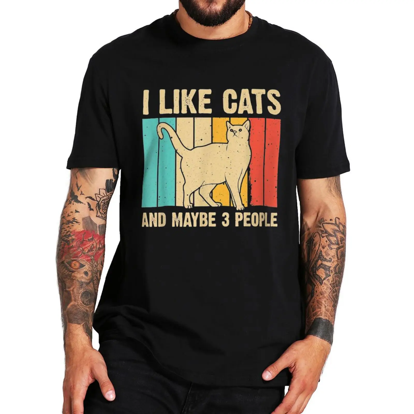 

I Like Cats And Maybe 3 People T Shirt Funny Cat Design Cat Lover Tshirt For Men Women Animal Introvert T-Shirt 100% Cotton