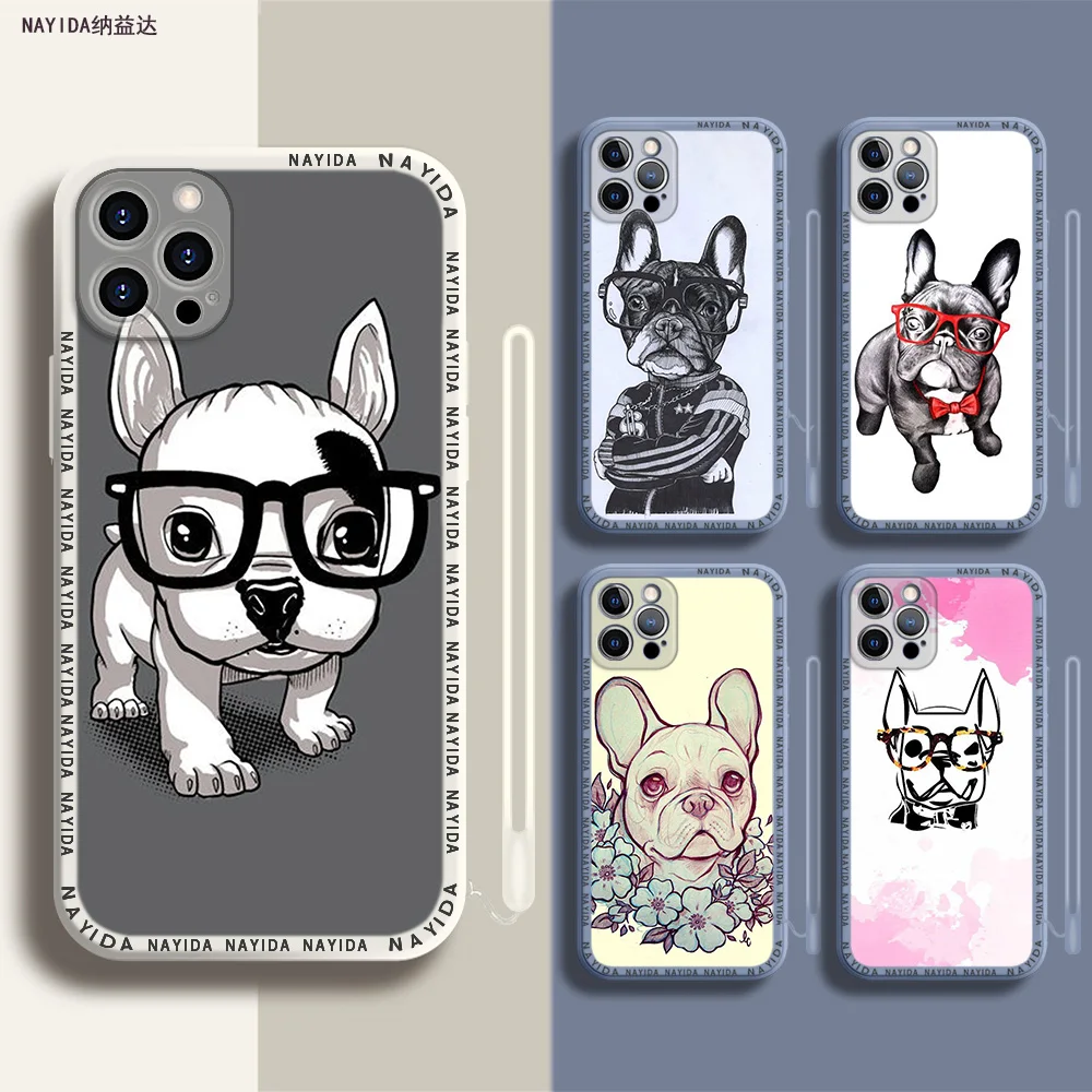 

Phone Case For iPhone 14 13 11 12 Mini Pro Max XS XR X Soft Silicone TPU Cover dog american bulldog