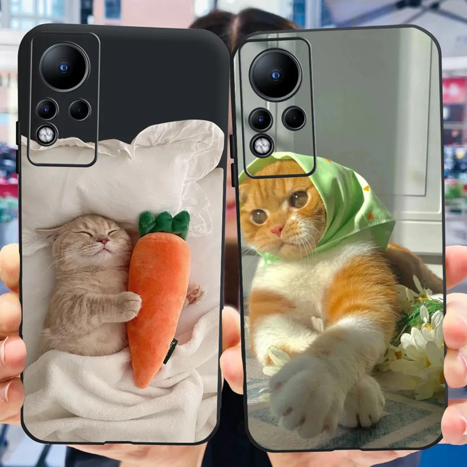 Lovely Printing Case For Infinix Note 11 Black Silicone Soft Back Cover Note11 X663 X663B Phone Cases