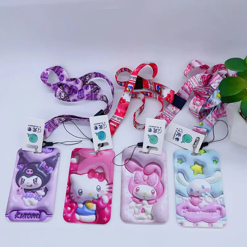 

Sanrio Kuromi Cinnamoroll My Melody Hello Kitty Stereoscopic Students with Lanyard Card Sets Bus Cards Id Cards Card Sets