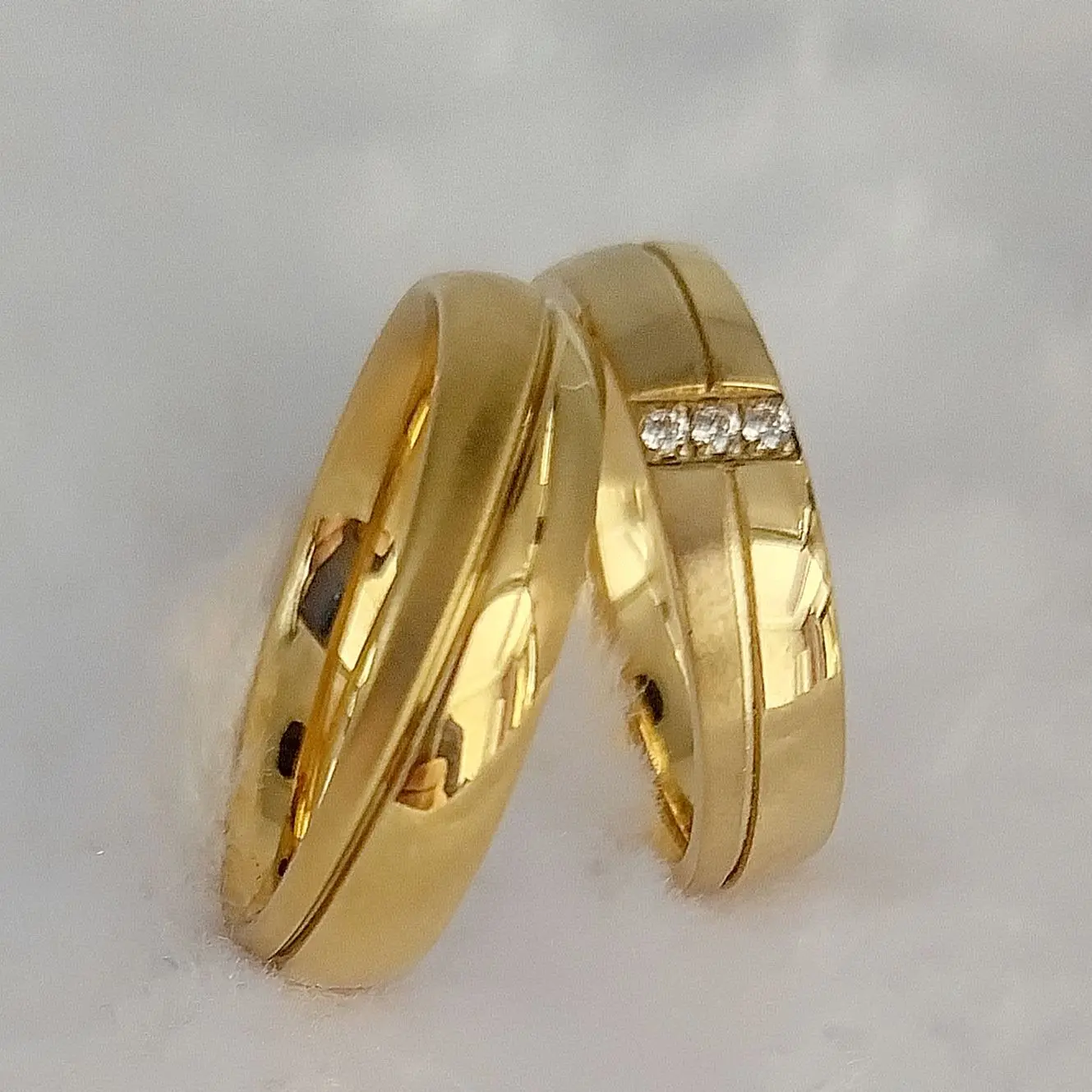 

High Quality Wedding Rings Couples sets for lovers Western Western African 24k Gold Plated Titanium Stainless Steel jewelry
