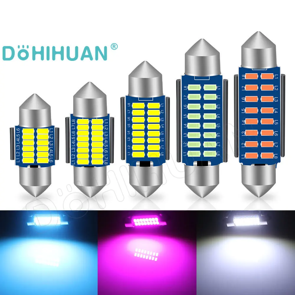 

DOHIHUAN 1x28 мм гирлянда светодиодная лампа 31 мм SV8.5 C5W C10W 36 мм 39 мм 41 мм для багажной двери автомобиля лампа для заднего света с сигнальной лампой 12 В