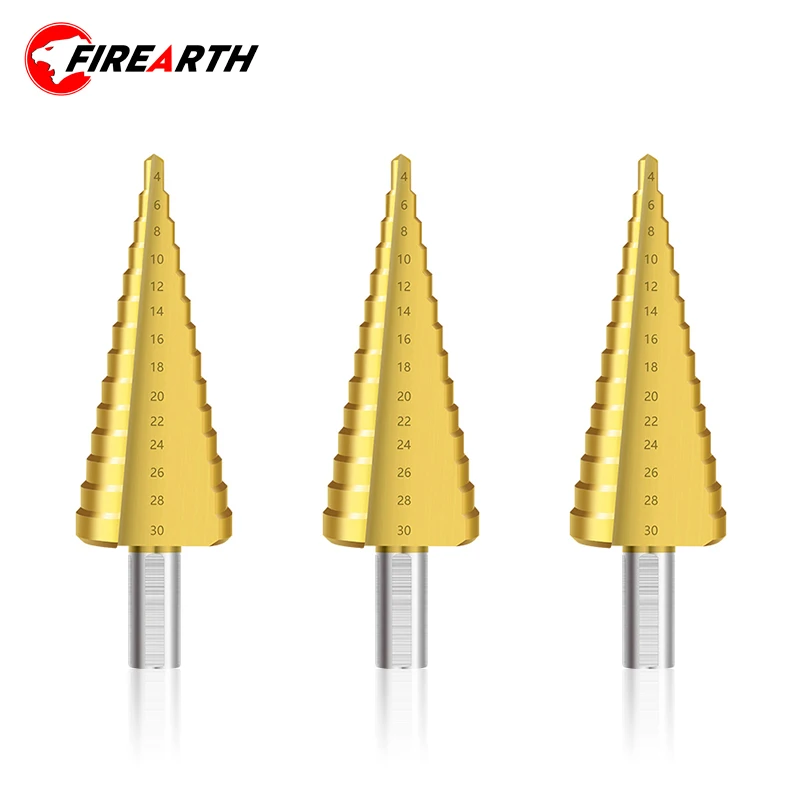 

4-30mm HSS Straight Groove Step Drill Bit Titanium Coated Wood Metal Hole Cutter Core Drilling Tools Set