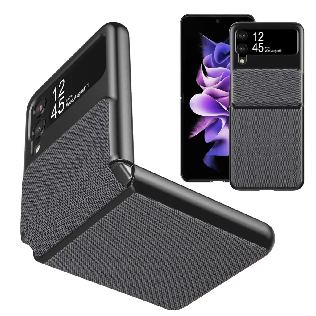 

Чехол для телефона Samsung Galaxy Z, флип-чехол для телефона 3 дюймов, с шарниром, защита из искусственной кожи, текстурированный складной полноразмерный защитный противоударный чехол