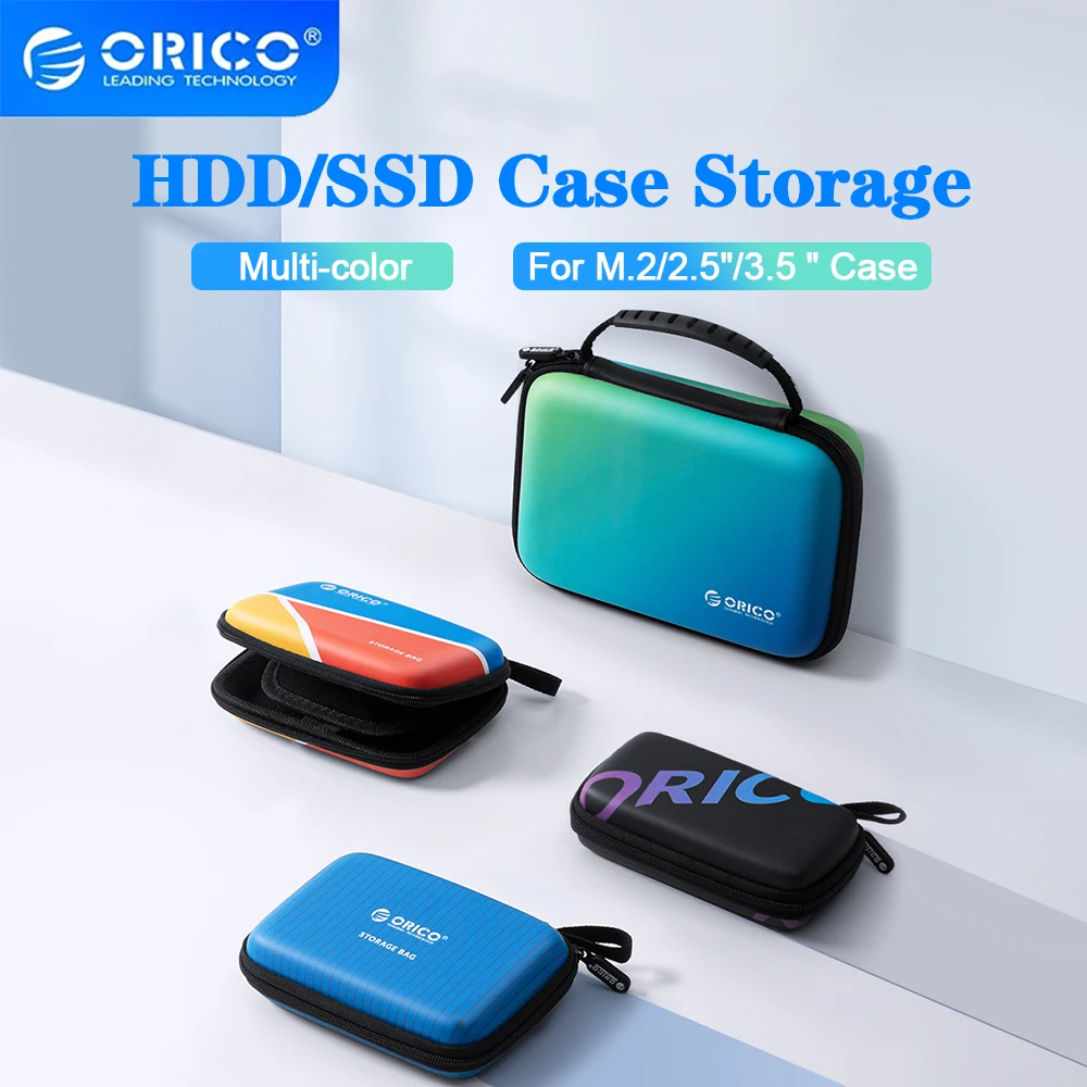 ORICO 2.5'' 3.5'' Hard Disk Case Protection Bag for External HDD M.2 Case /Earphone/U Disk Large Capacity Colorful Storage Bags