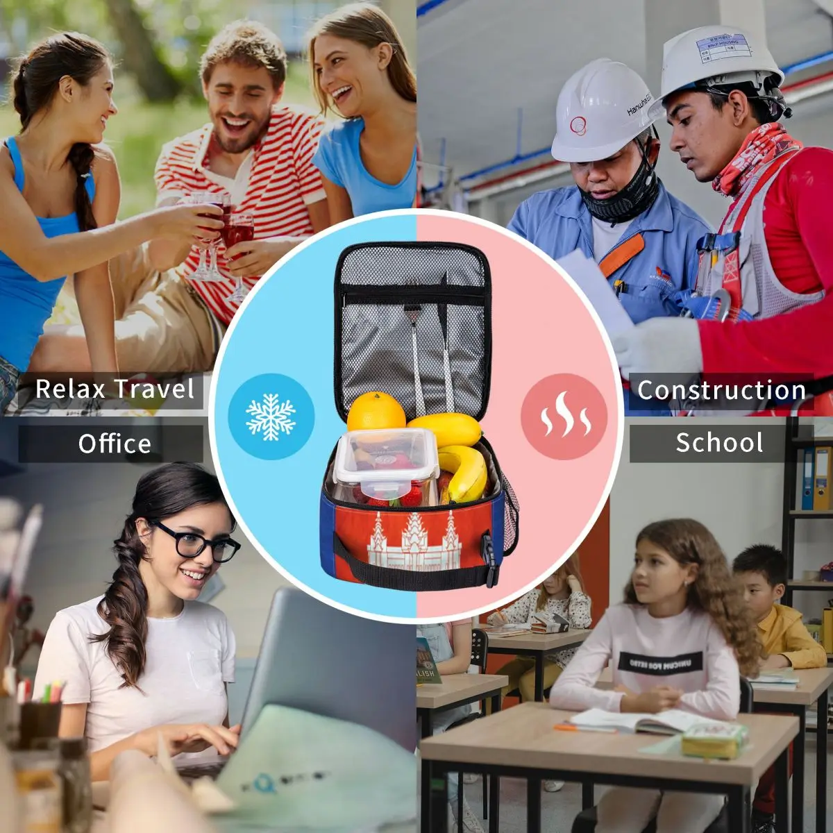 Камбоджа Камбоджийский флаг Национальный One Lunchbag