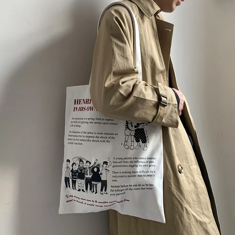 

Women Cloth Shoulder Bag Large Capacity Student Canvas Bag Causal Eco Shopper Bag Femals Harajuku Shopping Bag Ladies Handbag