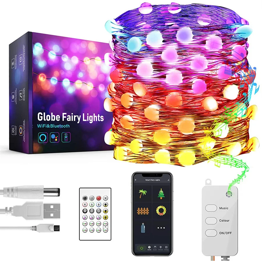 

5/10M Tuya Wifi Bluetooth LED String Light Music Sync Dreamcolor APP Christmas Fairy Light Garland for Holiday New Year Decor