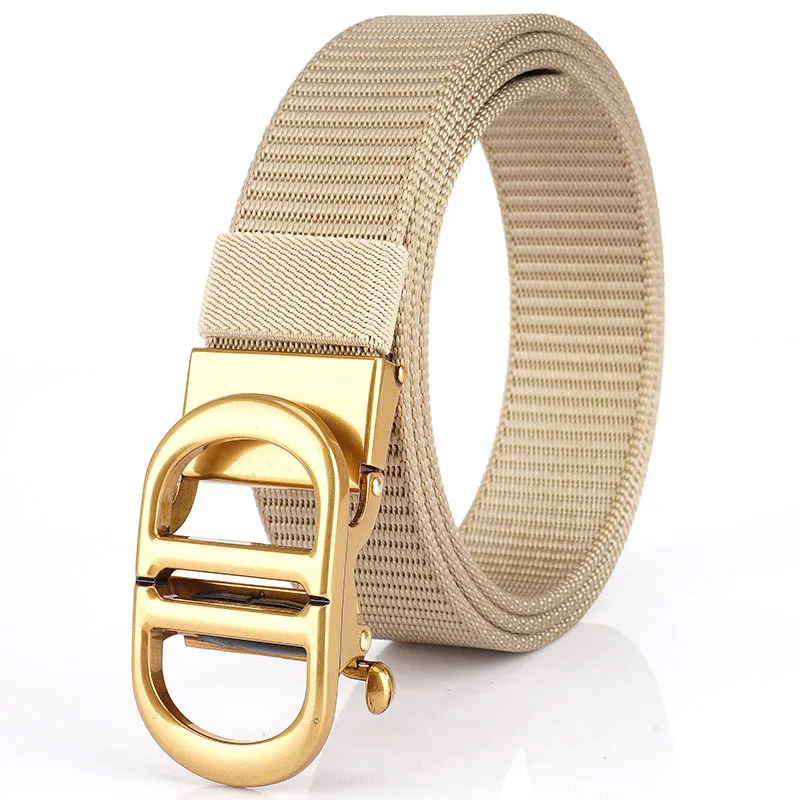 2023 New Canvas Men's Belt Fashion Nylon Outdoor Metal Automatic Buckle Casual All-match Luxury Belt Boys Pants Belts Waistband