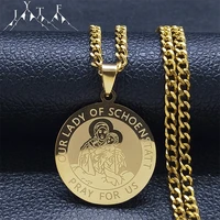 medals our lady of schoenstatt pray for us archangel catholic necklace stainless steel gold color medal necklaces jewery n2300s0