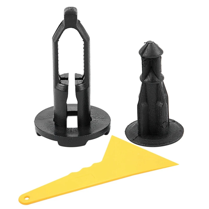 

50Pcs Black Bumper Retainer Clips Fasteners With Plastic Yellow Auto Car Window Sticker Film Scraper