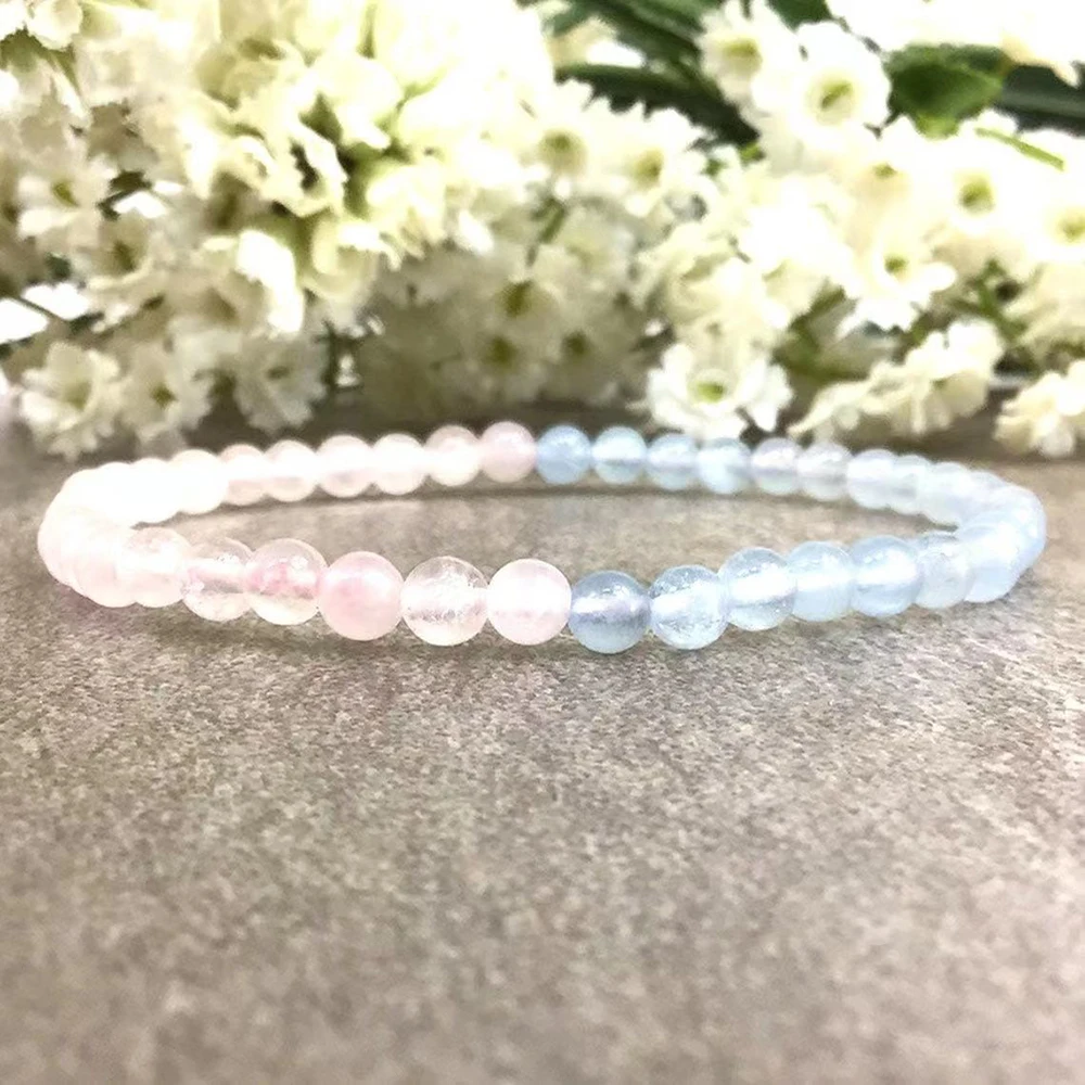 Ruberthen 4 мм натуральный розовый кварц Аквамариновый бисерный браслет женский