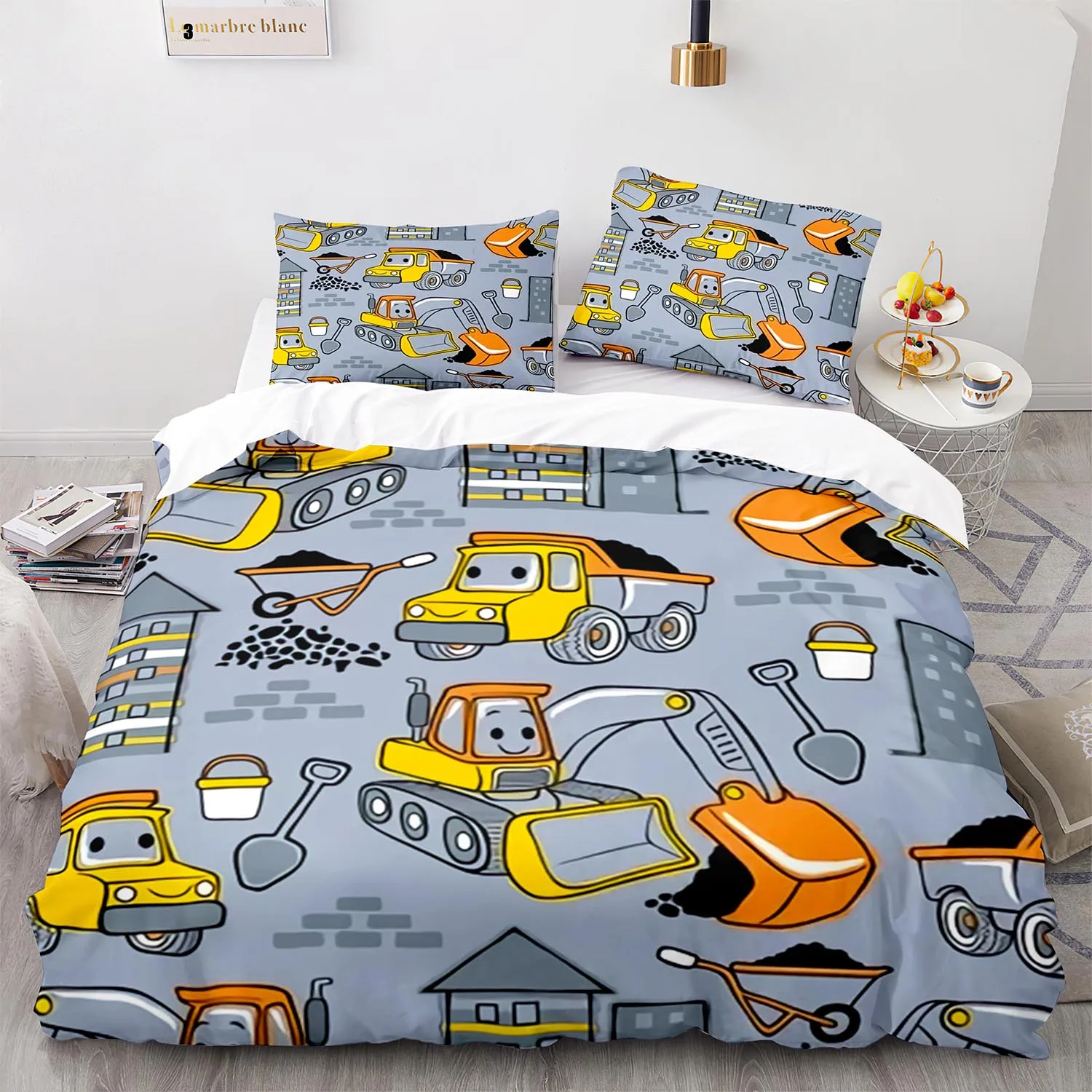 

Twin Full Queen King Size Forklift Bed Set Aldult Kid Bedroom Duvetcover Excavator Bedding Set Single Sets 3D Print 012