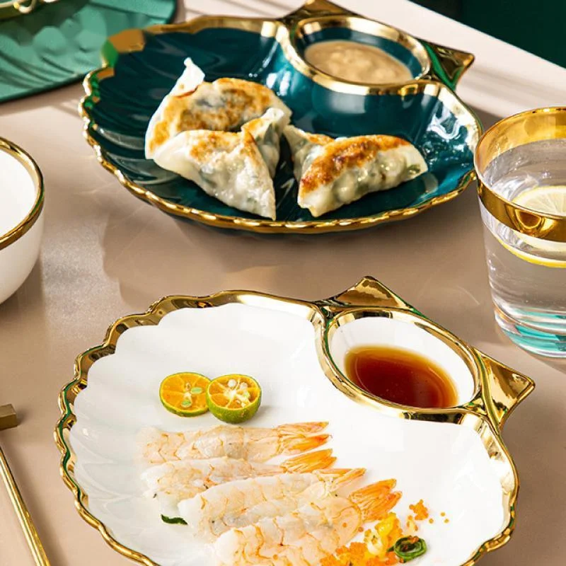 

Ceramic shell plates, vinegar plates, bowls, gold-plated tableware, sushi plates, tableware, kitchen utensils snacks sushi plate
