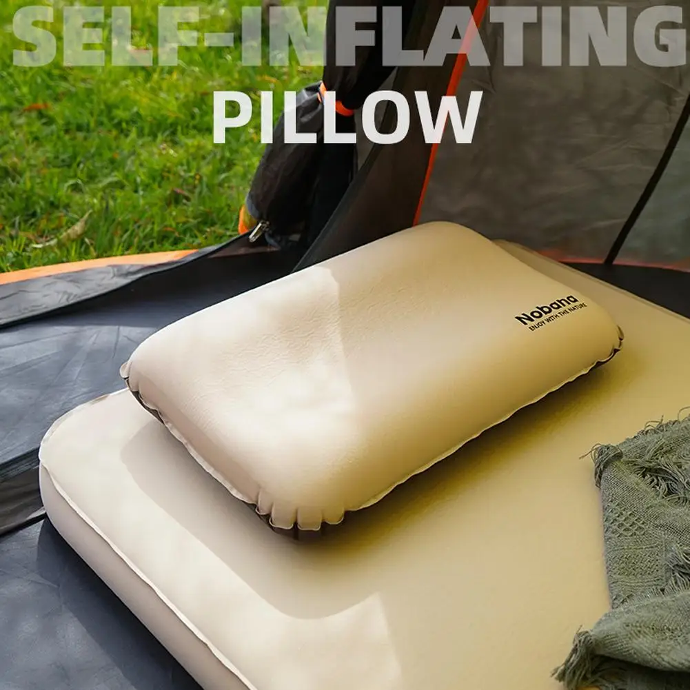 

3D Auto Inflating Pillow Air Pillow Portable Folding Outdoor High Rebound Sponge Neck Protect Camping Pillow With Storage Bag
