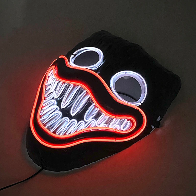 Хэллоуин ужас Косплей светодиодсветильник ящаяся Маска Костюм светящаяся