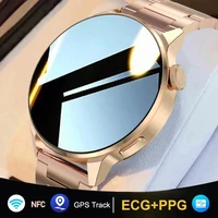 2022 new nfc smart watch women clock bluetooth call gps sport track heart rate ecg blood pressure men smartwatch for android ios