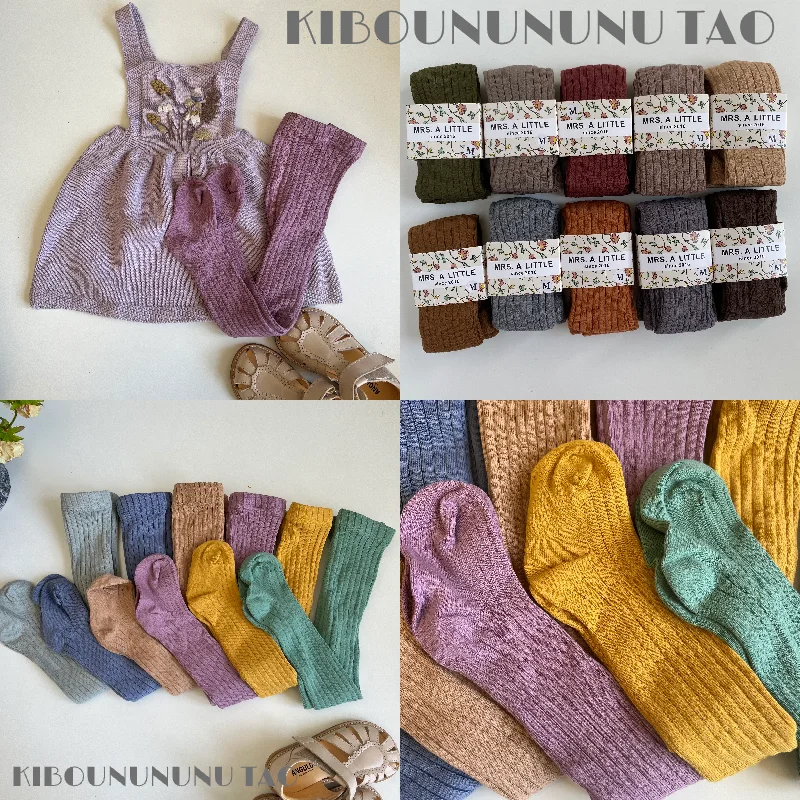 

KIBOUNUNUNU TAO Spot 2022SS new organic cotton European and American style girls pit strip bottoming socks pantyhose