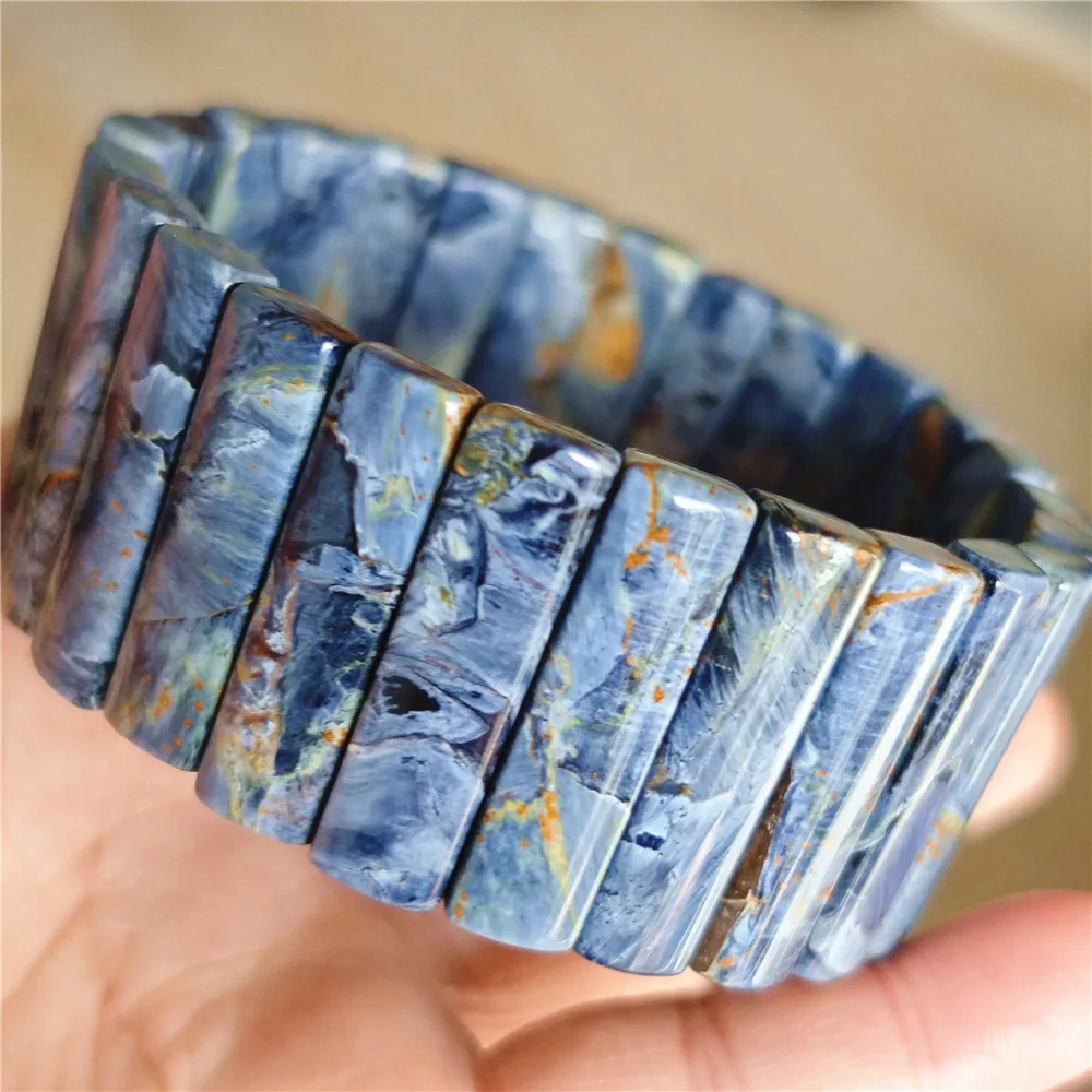 Натуральный синий Питерсит Chatoyant браслет 31x8 мм ювелирные изделия прямоугольник