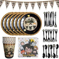 new cartoon character tableware paper cup tablecloth pennant knife fork spoon tableware