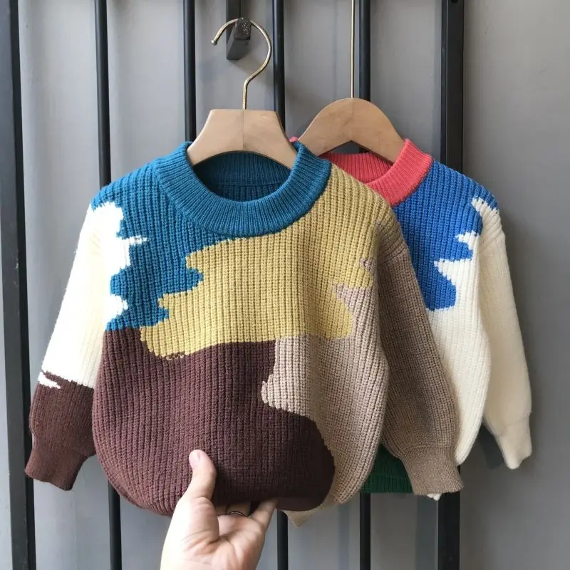 

Baby Girls Sweaters Autumn Winter Multicolored Soft Knitted Sweater Kids Round Neck Pullover Loose Coats Outerwear 2-8y
