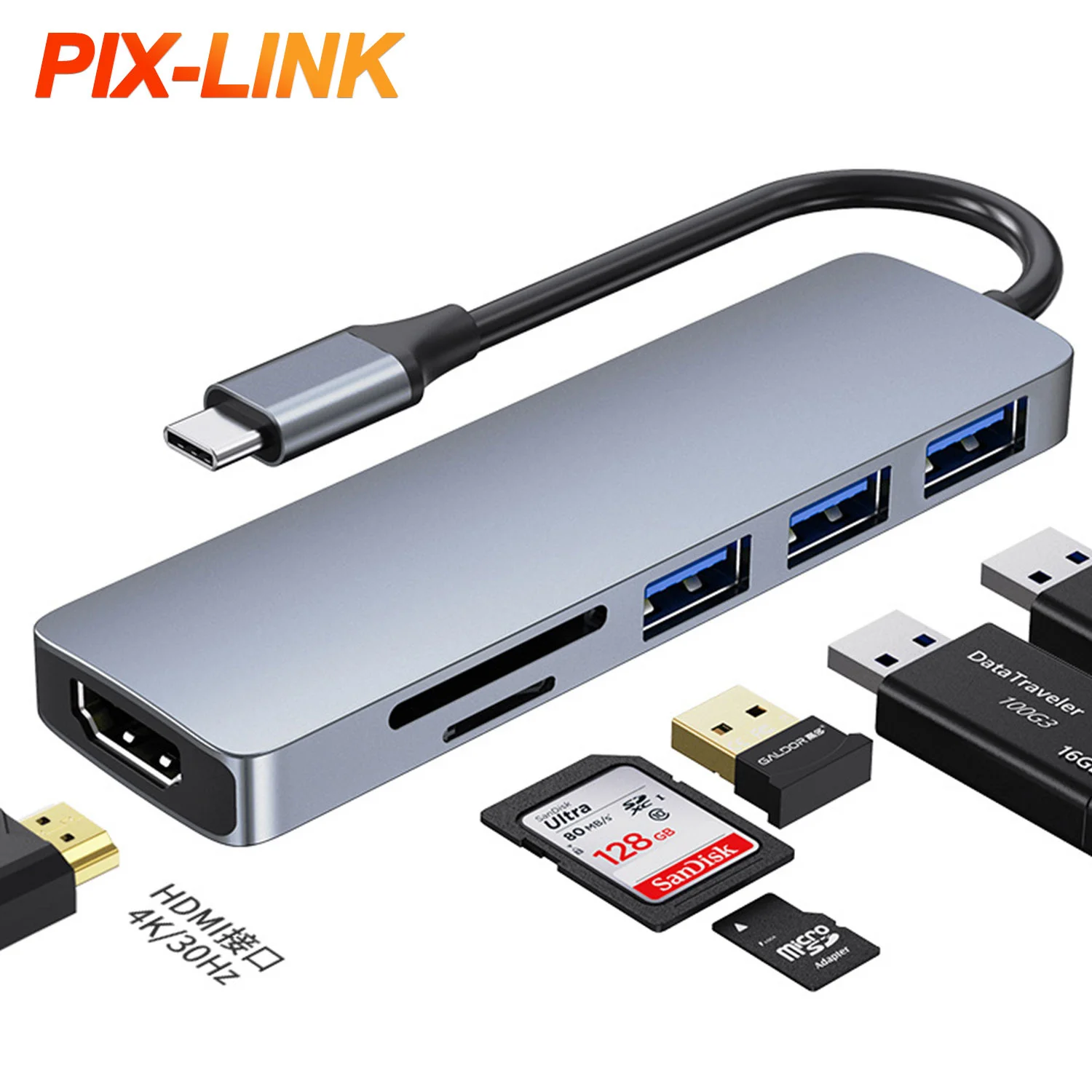 

New Arrival 3 USB Ports TF HDMIport Desktop PC Laptop Adapter USB HUB