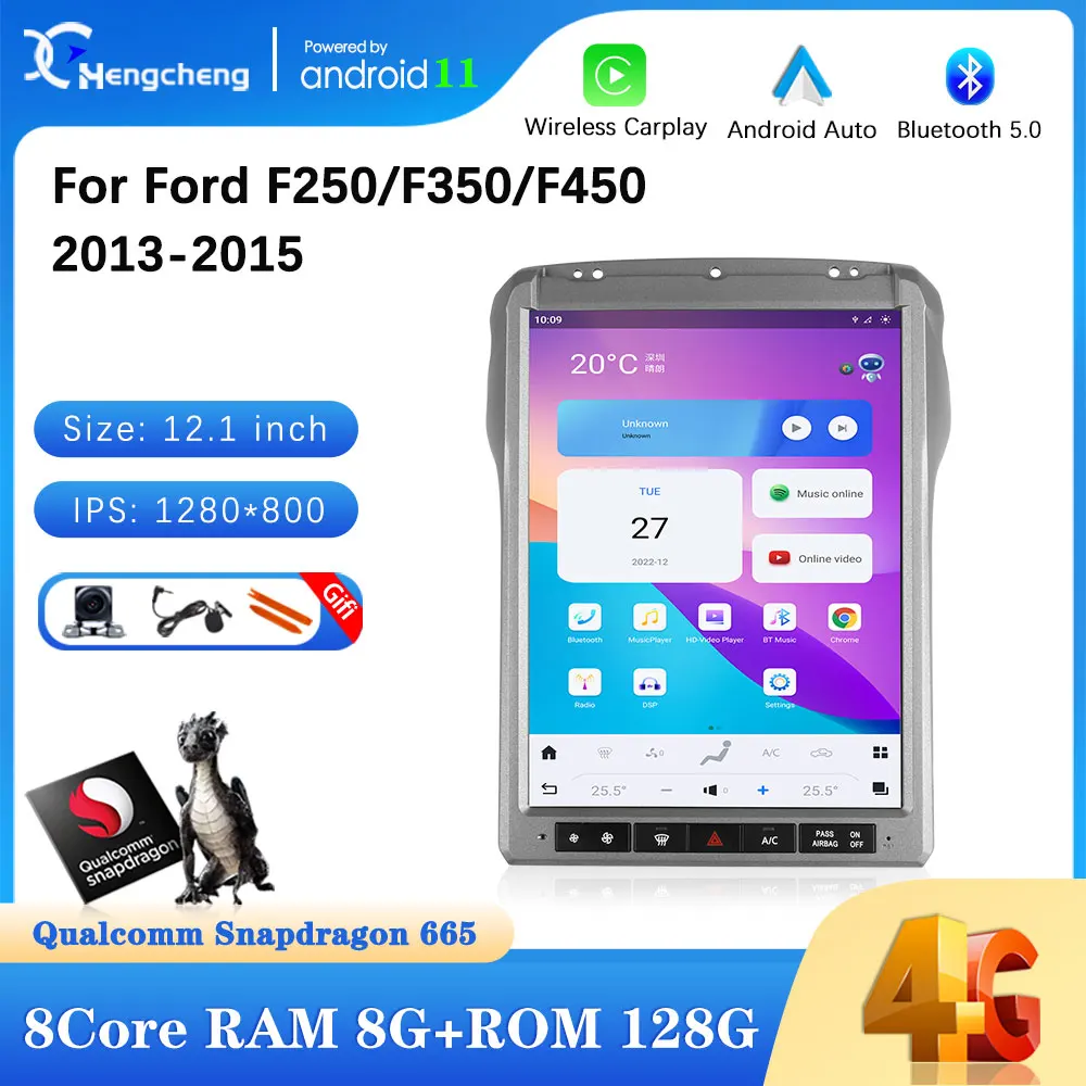 

12.1inch For Ford F250/F350/F450 2013-2015 Car Multimedia Video Player GPS Navigation Android 11 8Core 8+128G Carplay 4G LTE