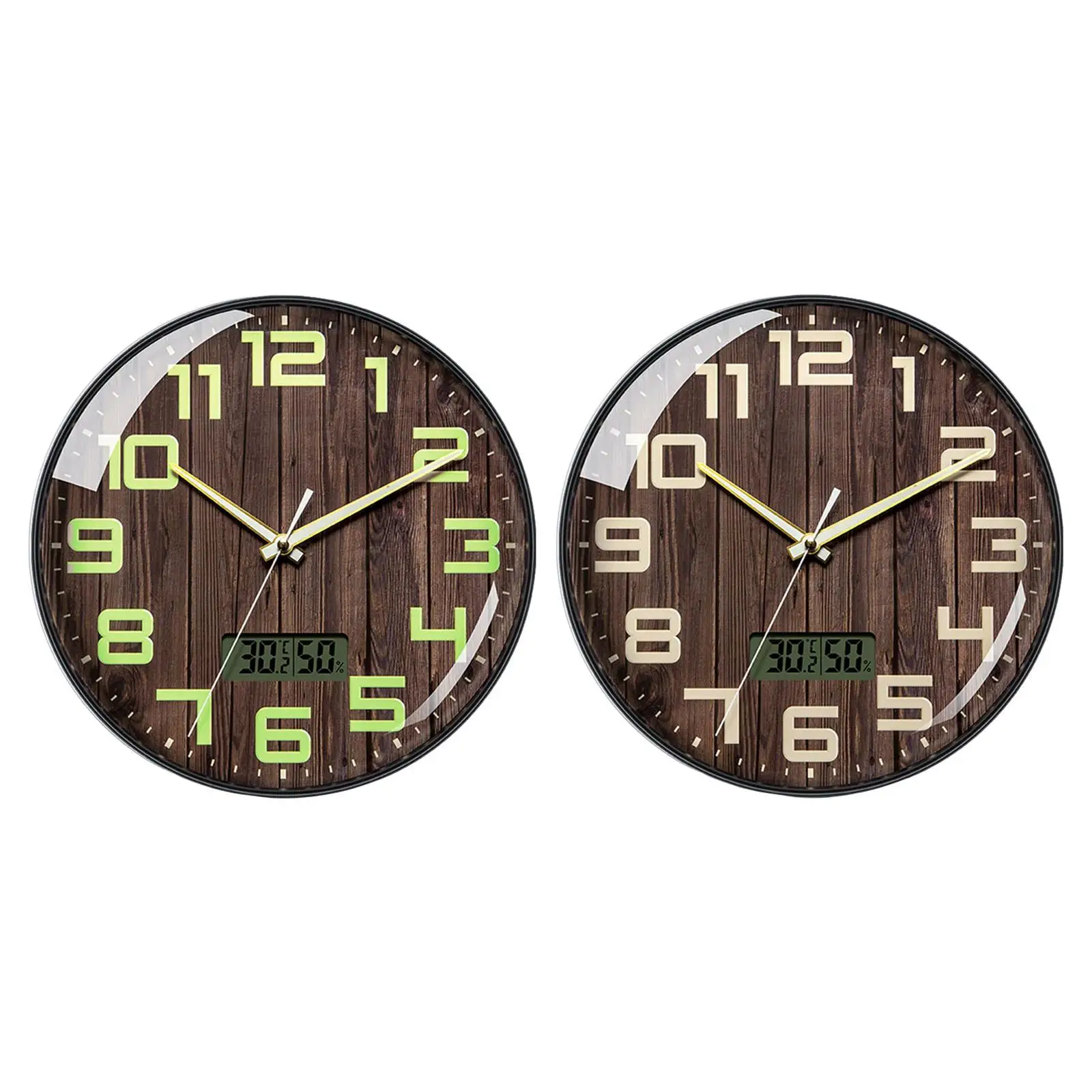 

Nordic 12" DIY Display Humidity Creative Round Bathroom Bedroom Living Room Battery Operated Silent Ticking Wall Clock for Pool