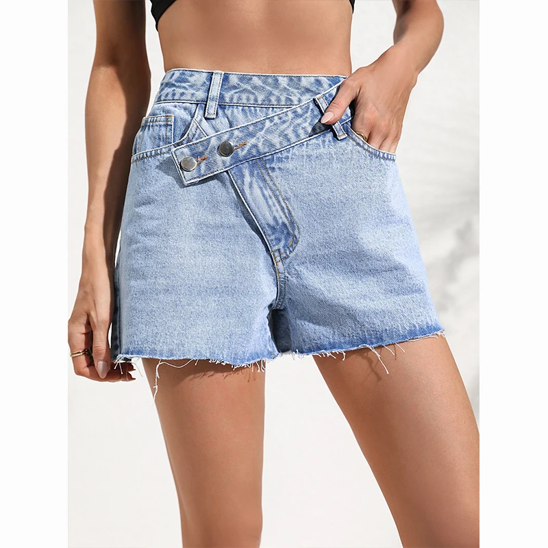American Style Vintage Fashion Shorts Unique Design Jeans Blue Casual Female Streetwear Denim Shorts Women Summer Y2k Casual