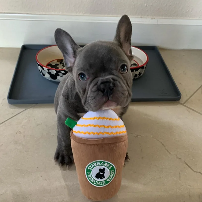 

Puppy Dog Toy Plush Coffee Cup Toy Sniff White Drink Cup Green Cup Training Interactive Toy Cute Pet Toy Durable Dog Toy