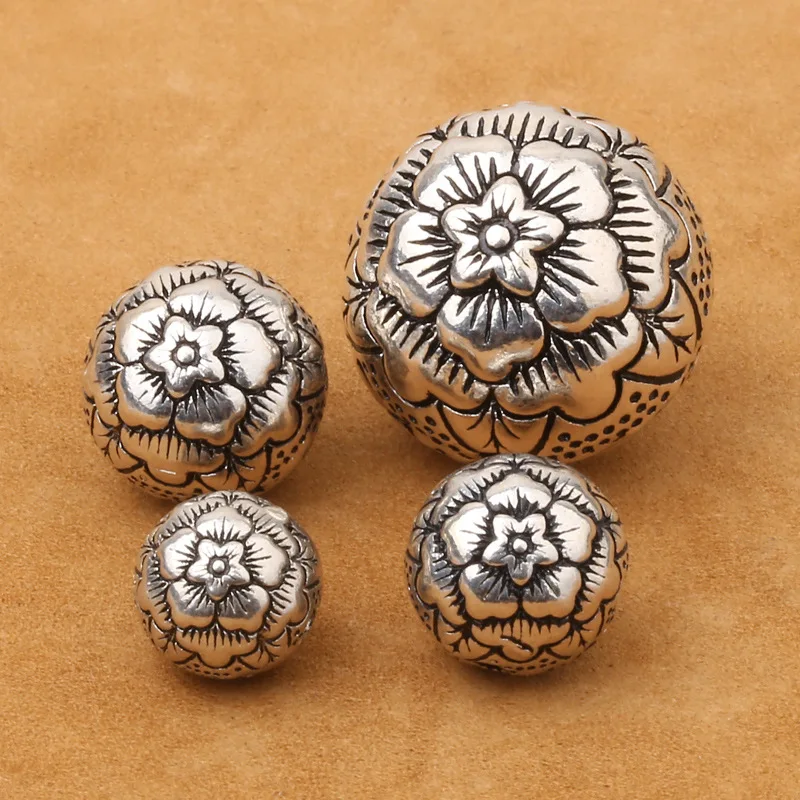 

Wholesale S925 Sterling Jewelry Thai Silver Diy108 Beads Accessories 10mm Bodhi Bracelet Three-way Peony Flower Buddha