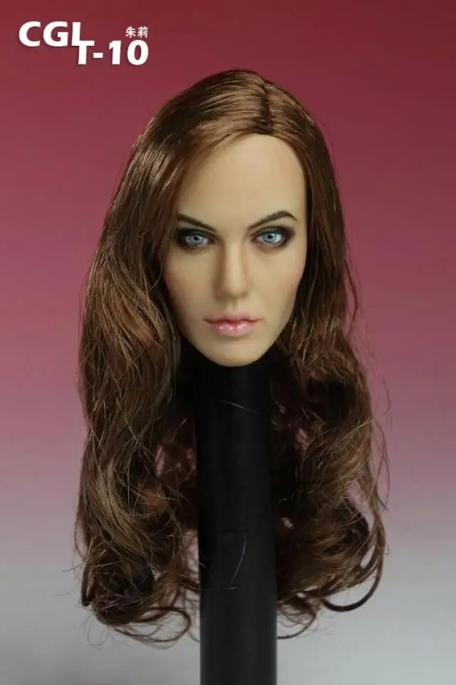 

CGL T-10 1/6 Angelina Jolie Head Sculpt Beautiful Girl Women Head Carving Model Fit 12" Female Suntan skin body model