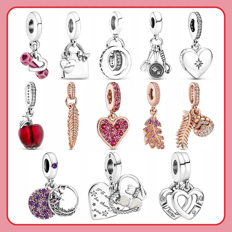 

Suitable For Original Pandora Bracelet Necklace S925 Sterling Silver Oak Pine Cone Dumbbell Shopping Bag Charm Woman Diy Jewelry
