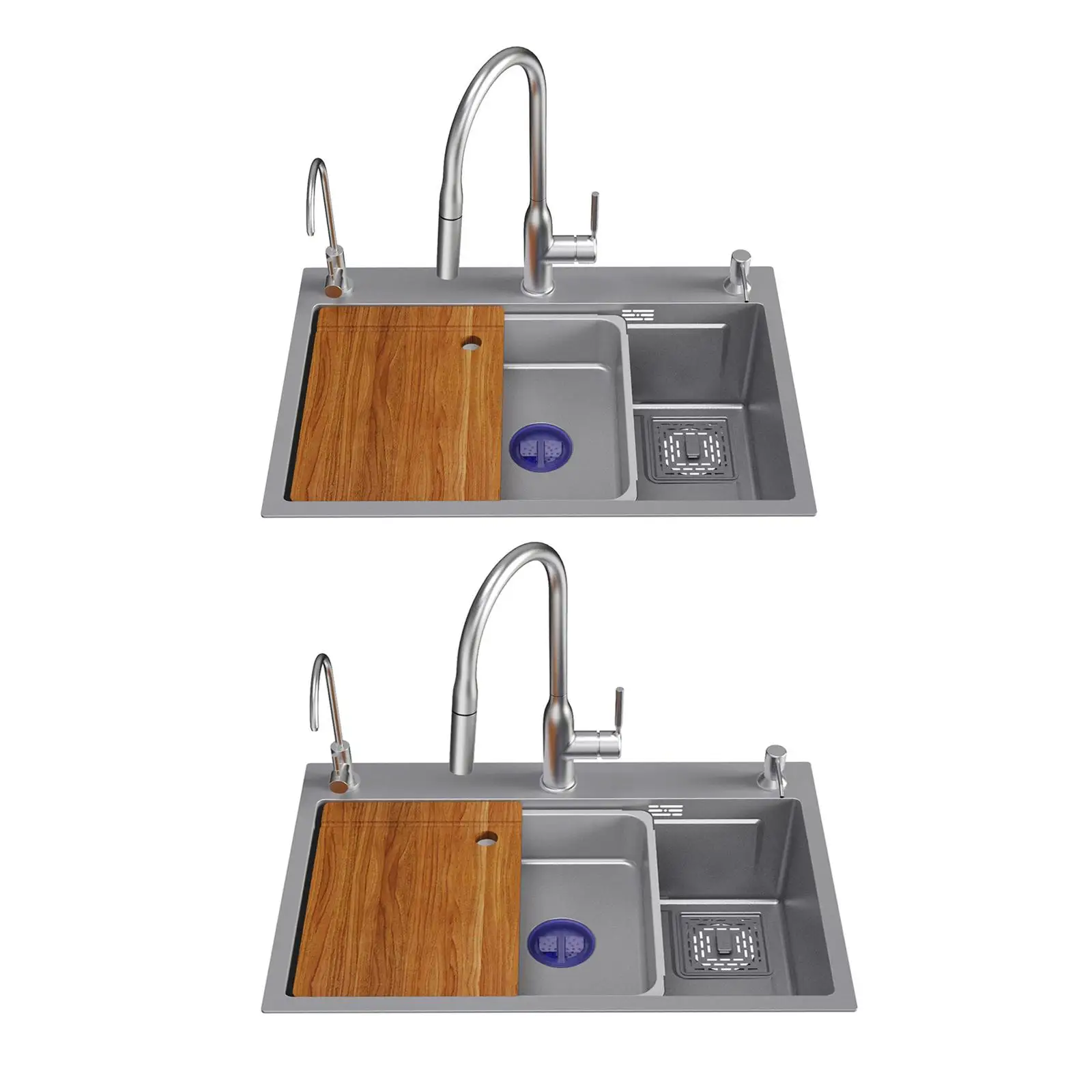

Kitchen Sink Vessel Set Single Bowl Wash Basin Home with Faucet Drain Set