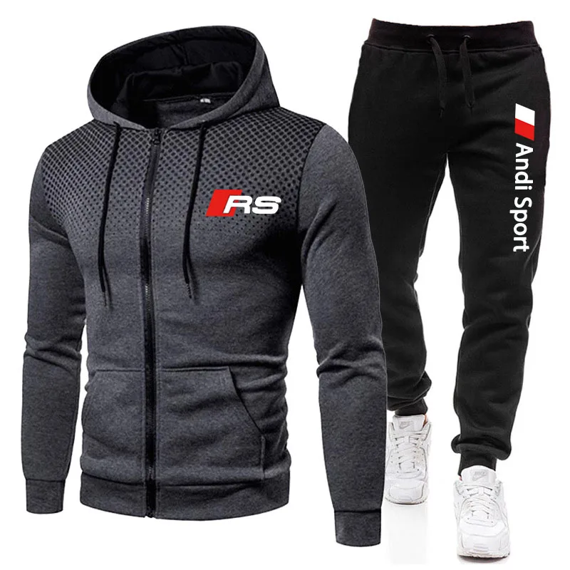 

New Winter Men's Clothing Men Sets Printing Hoodie Set Fleece Zipper Sweatshirt Casual Sport Sweatpants Mens Tracksuits 2021