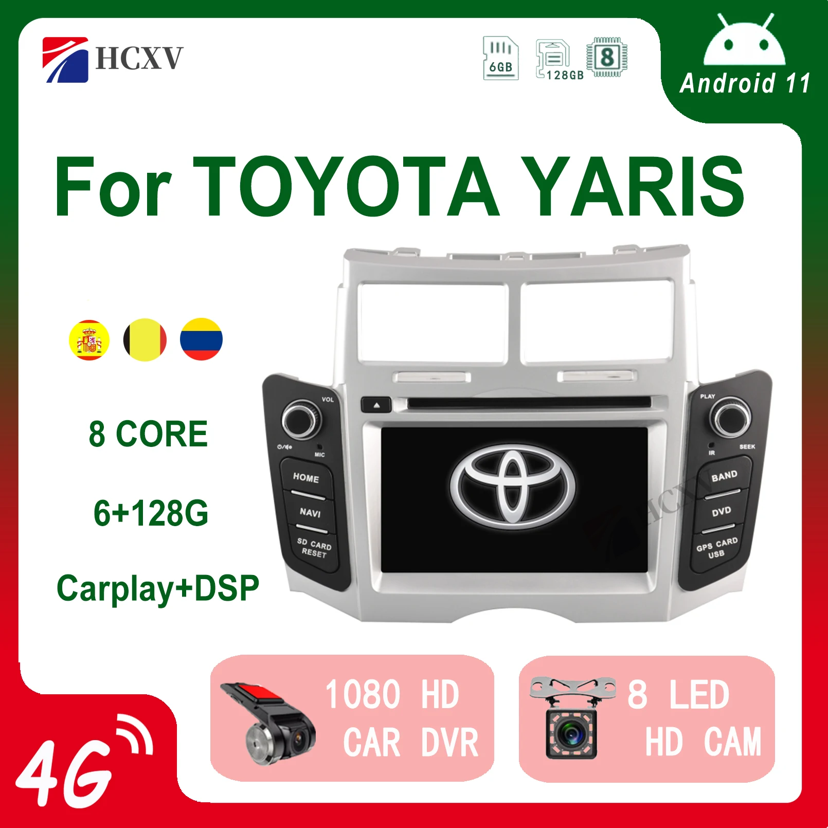 

HCXV Android Car Radio Stereo For TOYOTA YARIS 2 Din Stereo Car Navigation Multimedia System Dvd Player Audio Gps Autoradio 4G