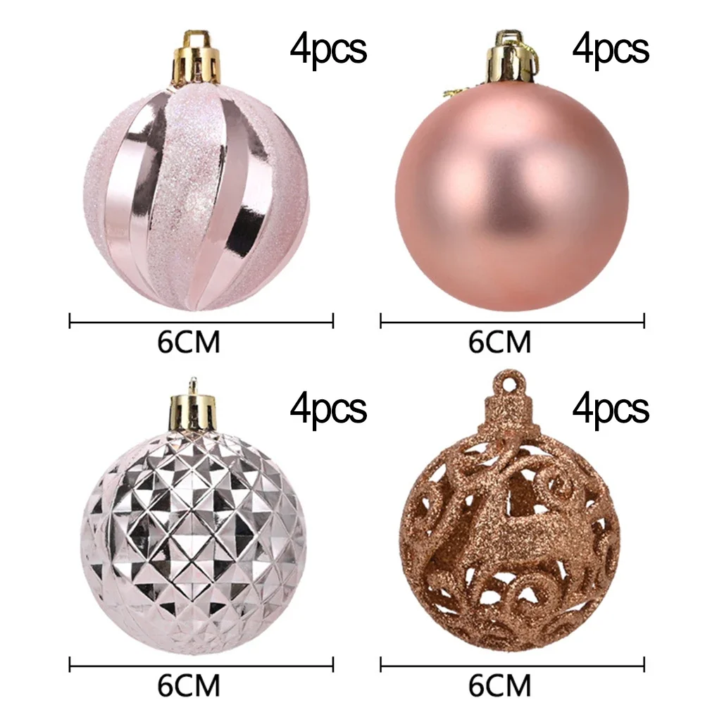 6 см 16 шт. декоративные блестящие шарики в виде окон розовое золото 2024 пробы на