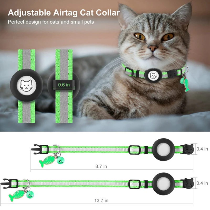 

Airtag Pet Collar Reflective Nylon Adjustable Collar For Cat Puppy Anti-lost Collar With Airtags Holder AirTag Accessories