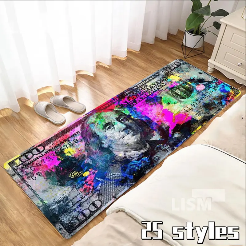 

Dollar Money Pattern Carpet Modern Kitchen Mat for Floor Anti-Slip Hallway Balcony Rugs Entrance Living Room Bedside Door Mat