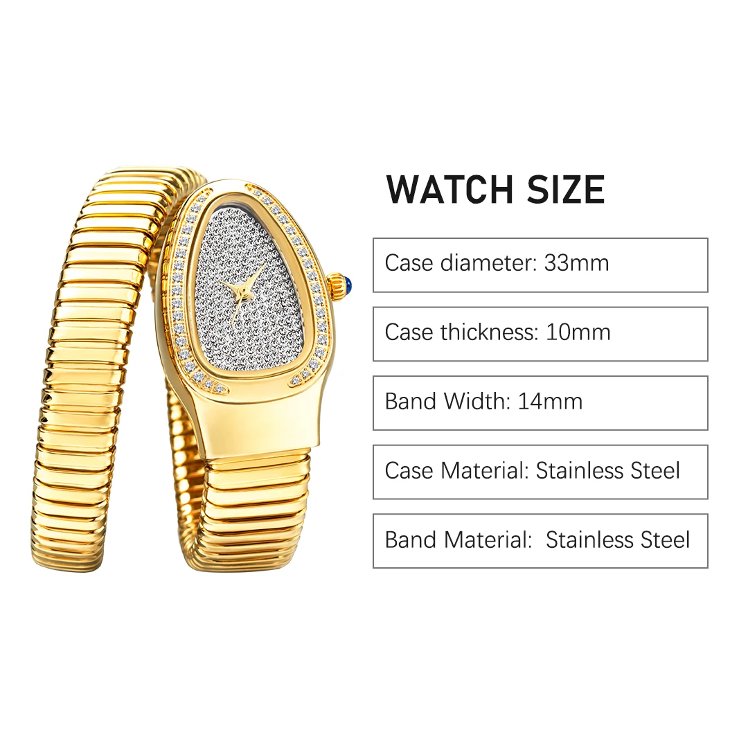 MISSFOX Montre Femme Quartz Silver Diamond Snake Women Wrist Watches Top Brand Stainless Steel Waterproof Ladies Watch New Gifts